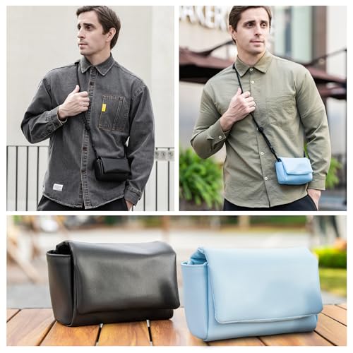 JJC Blue Leather Camera Case Bag for Fuji Fujifilm X100VI X100V X100F X100 VI V X-E5 XE5 X-E4 XE4 Canon PowerShot V1 Digital Camera, Protective Pouch with Magnetic Closure for Easy Access - color: Blue