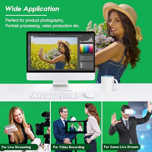 2-in-1 Green Backdrop Stand Kit, I-Frame Design - 8'(H) x 5'(W) Portable Photography Background Stand with 6.5 'x 5' Green Backdrop & Carry Bag for Video Streaming, Zoom Meetings, Parties