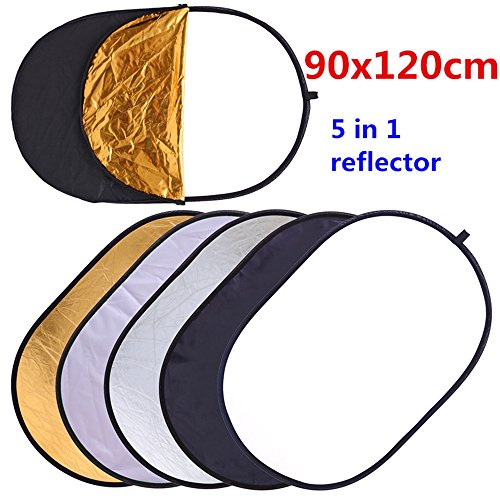 5 in 1 Portable 35"x47"/ 90x120cm Oval Collapsible Multi Disc Photography Studio Photo Camera Lighting Reflector/Diffuser Kit with Carrying Case, Great for Photo Shoots and Taking Pictures in Accurate - size: 35x47inch 5in1