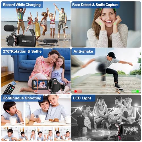 Video Camera Camcorder for YouTube 4K 48MP Dual Lens with Wireless Mic | Video Camera Camcorder for YouTube4K 48MP Dual Lens with Wireless Mic