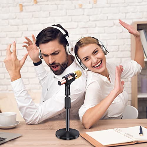 2 Pack Small Microphone Stand Desk, Desktop Mic Stand Adjustable Microphone Holder Lightweight Table Mic Stand with Mic Clip for Blue Yeti Shure Microphone, without Microphone - size: 2 Pack (10-14 Inch)