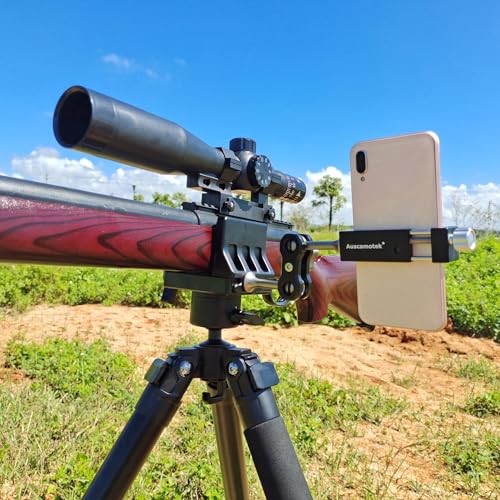 AUSCAMOTEK Aluminum Phone Mount with 1/4 Inch Screw for Tripods – 360° Adjustable Arm, Fits 2 to 3.6 Inch Phones, Vertical or Horizontal Shooting for Hunting, Shooting, Filming, and Outdoor Use