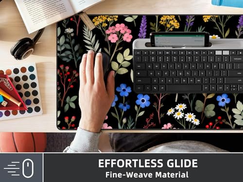 Rinaze Large Gaming Mouse Pad, Extended Mousepad with Superior Micro-Weave Cloth, Comfortable Desk Mat for Gamer, Office and Home 900x400 mm - color: Grey