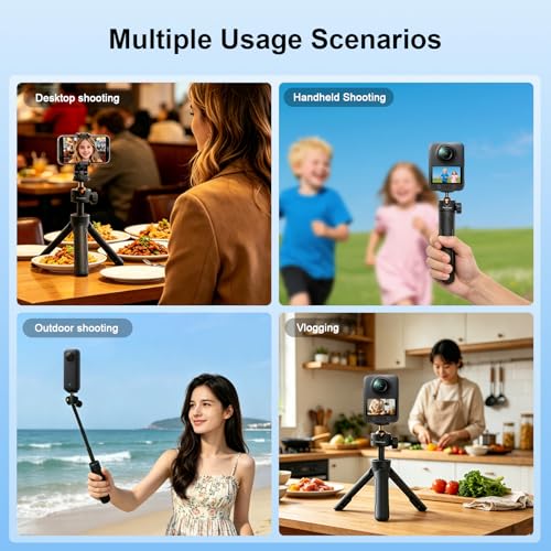 Extendable Mini Camera Quick Release Tripod, One Click Quick Open Desktop Stand for DJI Osmo Pocket 4/3, 360° Ball Head Vlog Travel Selfie Stick Handle Grip for DSLR DJI Osmo Action - color: T1016