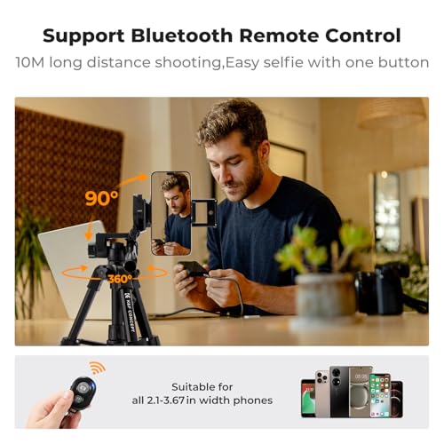 K&F CONCEPT 25" Mini Desk Tripod for Camera Video | Portable Aluminum Tripod for DSLR Cameras Phone, Lightweight Video Tripod for Travel. with Remote Max load 8.8 lbs. Black