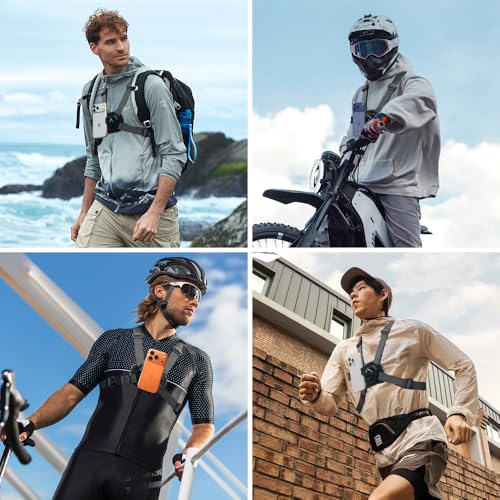 Phone Chest Mount Harness Strap Cell Phone Holder Mount for Video Recording Bike/Kayak/Fishing/Skateboard POV/VLOG for iPhone 17/16/15/14/13 Pro Max, Samsung and More