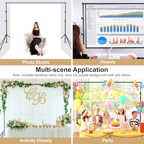 LINCO Lincostore Backdrop Support Stand Kit 10x7.1ft Adjustable Photography Studio Photo Background Support System with Carrying Bag for Green Screen Muslin, 4173-U (10ft Wide 7.1ft high) - size: 10ft wide 7.1ft high