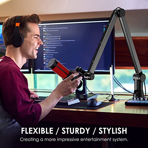 Mic Boom Arm Stand Compatible with Shure SM7B, MV7, Blue Yeti Mic, Fifine microphone, HyperX QuadCast Mic and Most Microphones, Premium Microphone Arm by YOUSHARES - color: Boom Arm for Microphone