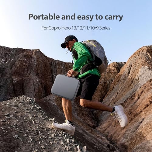Carrying Case for GoPro Hero 13 12 Organizer Case Travel Bag Accessories | Hard Action Camera Travel Storage Chest Mount/Media Mod/Volta Protective Housing for dji osmo action 6 5