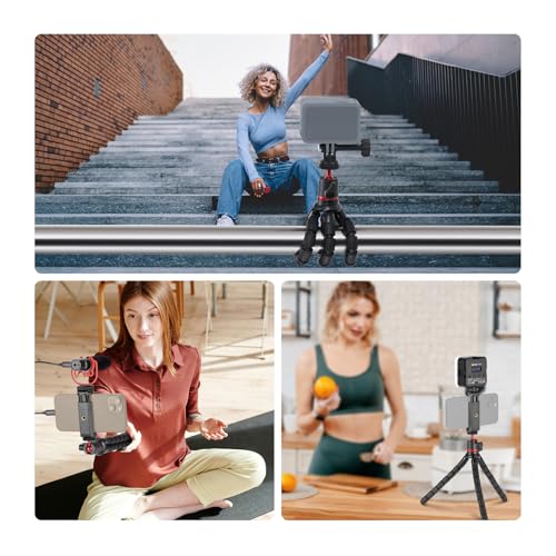 NEEWER Tripod for iPhone with Remote/Action Camera Mount Adapter/Phone Holder, Mini Flexible Camera Phone Tripod Stand Compatible with GoPro Samsung DSLR Camera Webcam for Vlog, Video Recording, T72 - style: T72