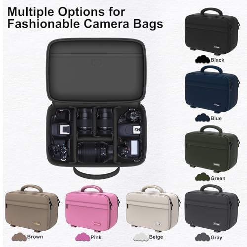 LTGEM Camera Bag Compatible with Canon/Sony/Nikon DSLR Camera, Camera Sling Bag Double-sided Opening for Travel, with Tripod Strap, Shoulder Strap and 6 Divider(Pink) - color: Pink