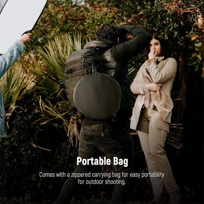 REFLEX CAMERA 5-in-1 Round Photography Reflector 60cm (23.6in) | Gold Silver White Black Translucent Surfaces | Dual-Handle Collapsible Light Reflector with Carrying Case for Studio & Outdoor Use - size: 60cm/23"