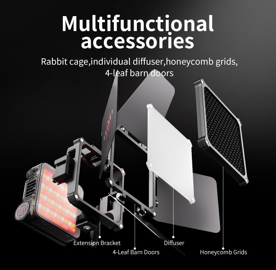 ZHIYUN FIVERAY M20 Combo LED Video Light Bi - Color LED 2700K- 6500K DynaVort Cooling System Mark II with Radiant Full-Color RGB Glow - color: M20 COMBO