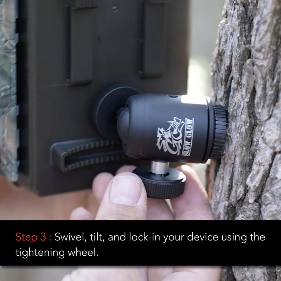 Slow Glow Trail Camera Mount Infinity with 360° Adjustable Ball Head, Tree Spike Camera Mount or Solar Panel Mount