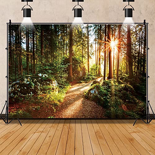 Yeele 10x8ft Jungle Forest Backdrop Natural Spring Scenery Sunshine Green Mountain Trees Background Outdoor Picnic Hiking Camping Picture Photoshoot Wedding Photography Background Photobooth Props