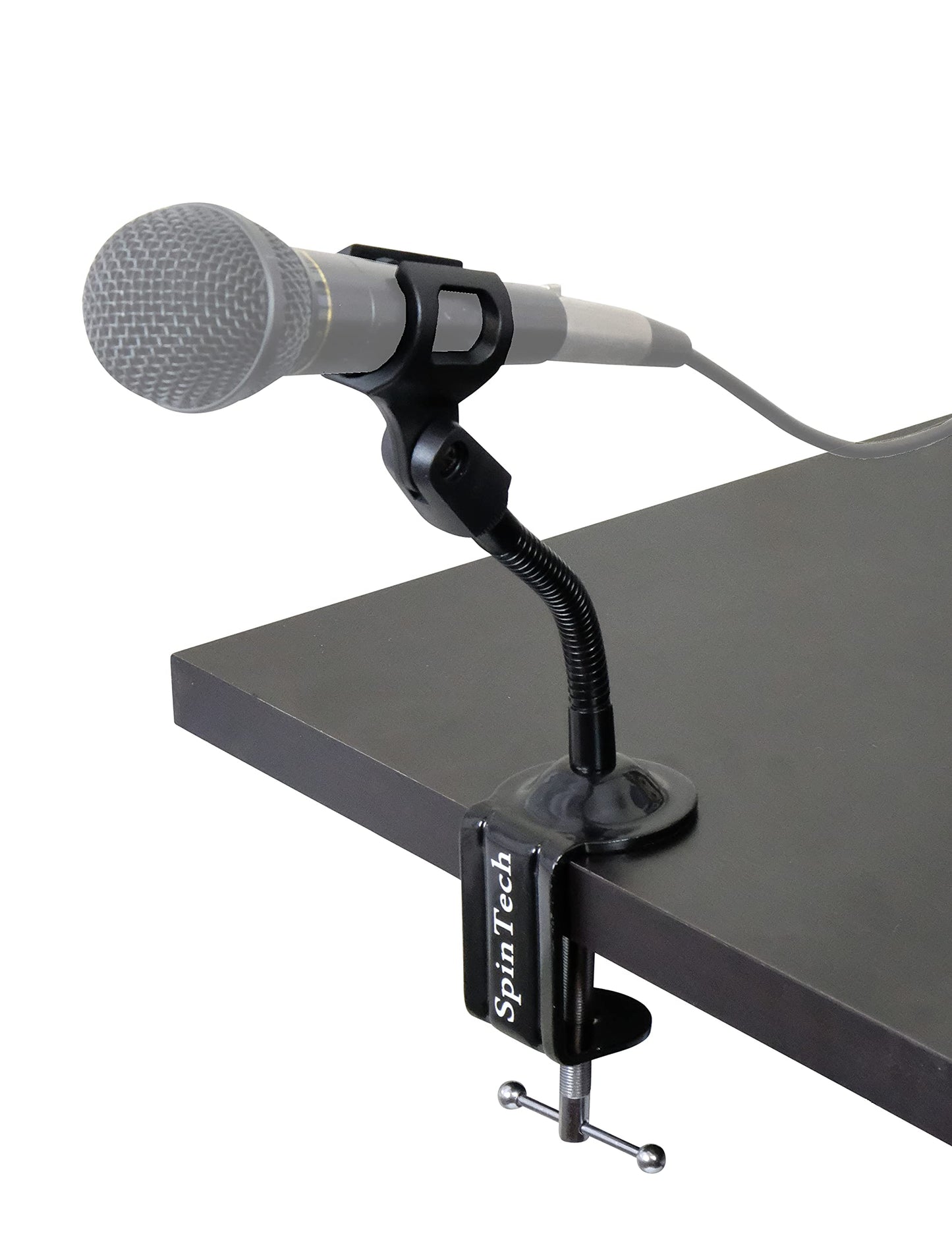 SpinTech Flexible Gooseneck Microphone Stand with Desk Clamp for Radio Broadcasting Studio, Live Broadcast Equipment, TV Stations (6, Clamp)