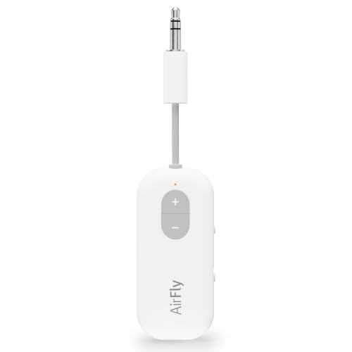 Twelve South AirFly SE | Bluetooth Wireless Audio Transmitter Adapter for AirPods/Headphones, 20+ Hr Battery, Works with 3.5mm aux Jacks on Airplanes, TVs, Gym Equipment, and Travel - color: White, style: AirFly SE