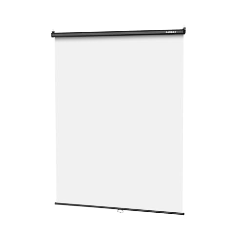 RAUBAY Retractable Pull Down White Screen Backdrop - 59.8" x 86.6" Collapsible Wall-Mount Background for Professional Video Production, Photography, TikTok and Video Conferencing - color: White, size: Standard(59.8 x 86.6in)