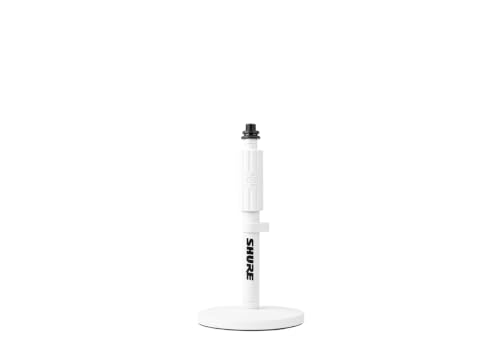Round Base Desktop Mic Stand with Standard Height-Adjustable Twist Clutch and 6" Base, White (SH-DESKTOP1-W)