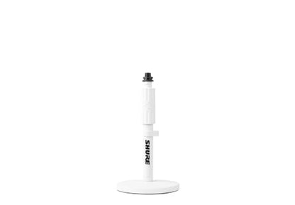 Round Base Desktop Mic Stand with Standard Height-Adjustable Twist Clutch and 6" Base, White (SH-DESKTOP1-W)