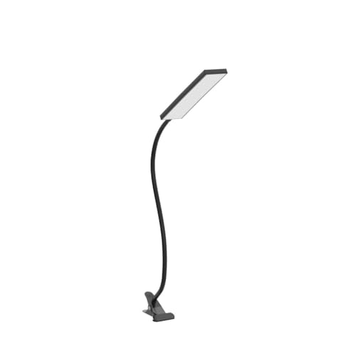 Vansuny Clip on Light LED Desk Lamp with Eye-Caring LED Light and Metal Clip, 6 Level Brightness 3 Color Modes, Power by USB Port 5W Adjustable Neck Reading Lamp for Home and Office (5W, Black) - color: Black