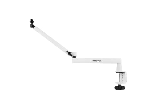 Premium Low-Profile Desktop Mic Boom Stand - Fully Adjustable for Podcast, Streaming, and Home Office Setups, White (SH-BROADCAST2-W)