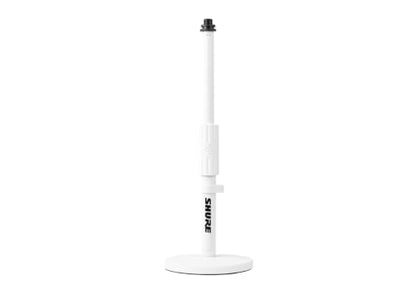 Round Base Desktop Mic Stand with Standard Height-Adjustable Twist Clutch and 6" Base, White (SH-DESKTOP1-W)