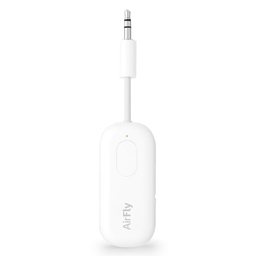 Twelve South AirFly Pro | Bluetooth Wireless Transmitter/Receiver Adapter for 2 Headphones, Audio Sharing, Compatible with 3.5mm aux Jack for Airplanes, TV, Gym, Stereo, and Travel, 25+ Hr Battery - color: White, style: AirFly Pro