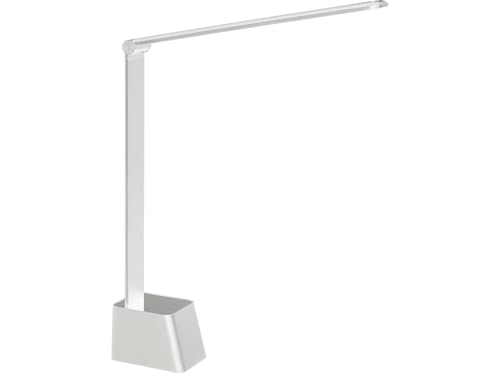 Ambertronix Minimalist LED Desk Lamp, 5 Lighting Modes, USB Charging Port, Aluminum Arms, Portable, Dimmable, Touch Control, Auto Timer, Power Adapter (5V2A) Required and Included (White) - color: White