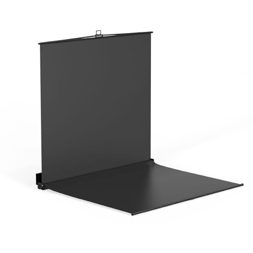 RAUBAY Collapsible Black Screen - FloorFlex Backdrop with Floor Extension 7x7x7 ft - Portable Retractable Background with Stand for Video Conference, Streaming, Photo Studio CHS2100 - FX - color: black