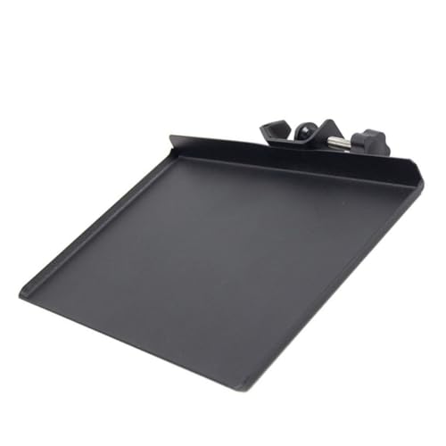 Kisangel Black Iron Microphone Stand Clip Holder with Sound Card Tray for Holding Small Accessories, Compatible with Picks and Sound Card, for Studio and Control Room Use