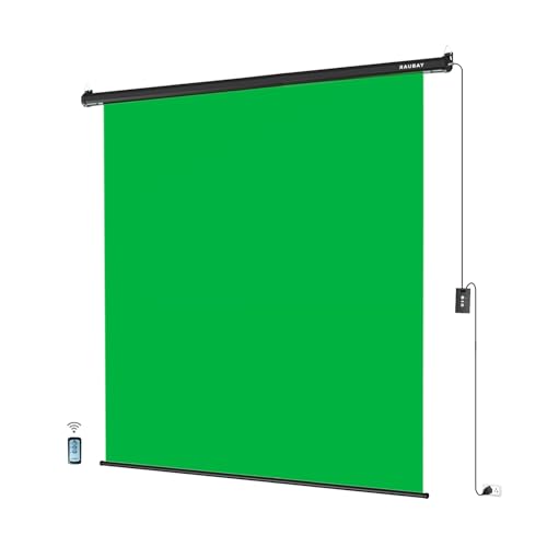 RAUBAY Motorized Pull Down Green Screen - 78.7" x 86.6" Collapsible Wall-Mount Background for Professional Video Production, Chroma Key Backdrop for YouTube, TikTok, Streaming, Video Conferencing - color: Green, size: Wider(78.7 x 86.6in)
