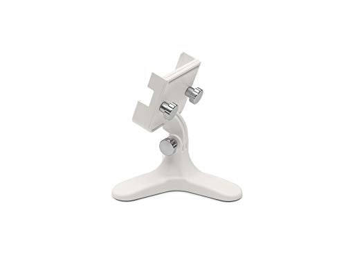 WeatherTech DeskFone Two View in White - Adjustable, Universal Cell Phone Holder Mount Stand for Desk, Counter, Table - Tripod Design for iPhone & Smartphone Charging - Silver Metal Knobs - color: Silver Metal Knobs