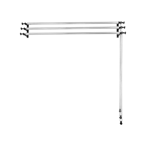Photography Backdrop Roller Support System, 3 Rollers with Metal Chains, 120-inch Stainless Steel Crossbars, Wall/Celing/Light Stand Backdrop Mount, Background Support - color: Silver Metal Chains +120inch Crossbars