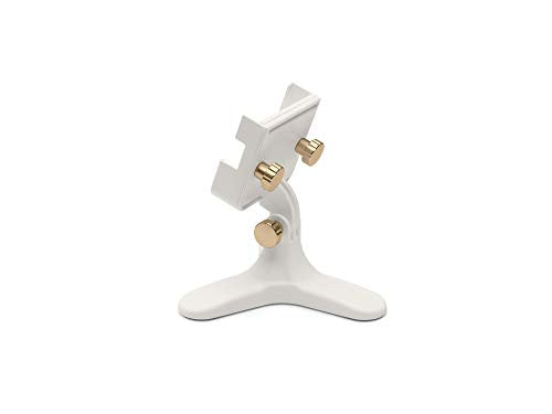 WeatherTech DeskFone Two View in White - Adjustable, Universal Cell Phone Holder Mount Stand for Desk, Counter, Table - Tripod Design for iPhone & Smartphone Charging - Rose Gold Metal Knobs - color: Rose Gold Metal Knobs