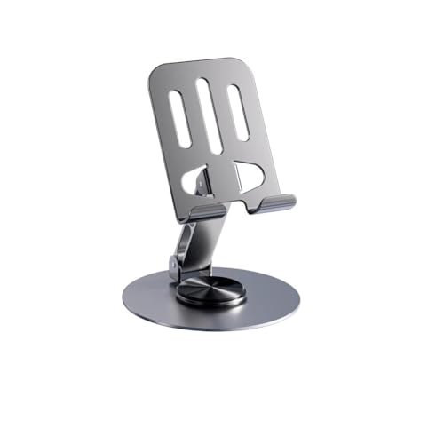 Cell Phone Stand for Desk, Desktop Phone Holder, Multi-Angel Adjustable 360° Rotation Non-Slip Metal Phone Stand, Sturdy Foldable Compatible for 16 15 14 Pro Max Pad with All Cell Phone/Tablet - color: Black