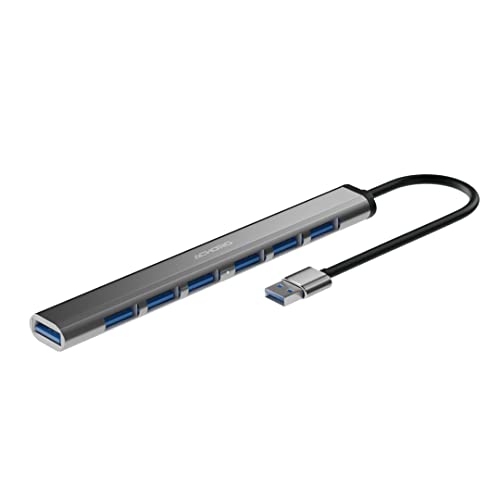 Achoro 7 Ports 3.0 & 2.0 USB Ports Hub - Aluminium Alloy - High-Speed USB Port Expander - Extra USB Hub for PC, iMac, MacBook, Windows, Desktop, and More – A Multiple Computer USB HUB (7 Ports)