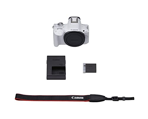 Canon EOS R50 Mirrorless Vlogging Camera (Body Only/White), RF Mount, 24.2 MP, 4K Video, DIGIC X Image Processor, Subject Detection & Tracking, Compact, Smartphone Connection, Content Creator | 24.2MP Aps-C, Digic X, Dual Pixel Af Ii Subject Detection, 4K