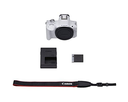 Canon EOS R50 Mirrorless Vlogging Camera (Body Only/White), RF Mount, 24.2 MP, 4K Video, DIGIC X Image Processor, Subject Detection & Tracking, Compact, Smartphone Connection, Content Creator | 24.2MP Aps-C, Digic X, Dual Pixel Af Ii Subject Detection, 4K