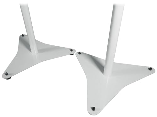 Pair Rockville RVSM5 White Adjustable Studio Monitor Speaker Stands | Fits Bookshelf Speakers, 33 to 52 Inch, Solid Steel, 50 Lbs Capacity, Foam Padded, Cable Clips, Carpet Spikes, Rubber Feet - color: White
