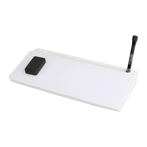 Erasable Memo Pad with Integrated Storage Compartment for Markers and Offices Supplies Fits Between Keyboard and Monitor Draw Board with Storage - color: White