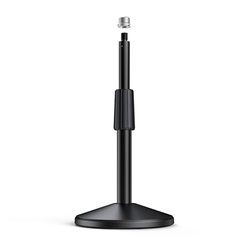 FIFINE Desktop Microphone Stand, Adjustable Heavy Duty Weighted Base Tabletop Mic Stand with Twist Clutch & 3/8'' to 5/8'' Screw, for Streaming, Podcasting, Gaming,Recording-BS2 - color: black