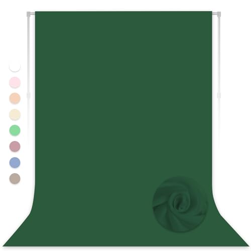 Dark Green Photography Backdrop for Photoshoot, Fabric, 5x7 FT | Versatile Studio Photo Backgrounds, Easy to Install, for Portraits Shooting, Party Decor, Live Streaming, Video Recording - color: Dark green, size: 5X7 FT