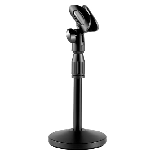 Desktop Microphone Stand Height and Angels Adjustable for Diameter Max 1.77" Desk Mic Stand Holder, Table Microphone Holder Hold Up to 3.3Lbs Suitable for Podiums, Meeting Rooms, etc - size: Small-Universal