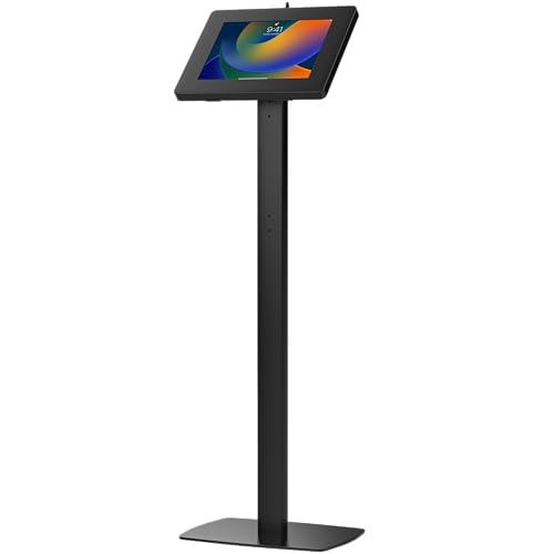Thin Floor Stand - CTA Tall Standing 360 Degree Kiosk Display Tablet Holder - Charger Access & Lock - for iPad Pro 13-inch (M4), iPad Pro 12.9-inch, iPad Air 13-Inch (M3 / M2) - color: Black, size: Large Size Tablets, style: Key Lock