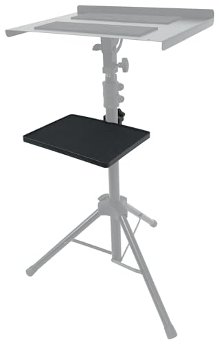 Rockville MTRAY Clamp-On Tray Utility Shelf, 9.7 x 7.3 Inches, 15lb Capacity, EVA Foam, Raised Lip, Quick Attach, for Musicians and Performers