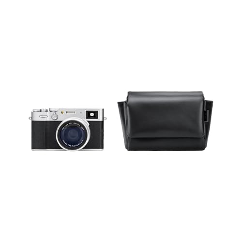 KIWIFOTOS PU Leather Camera Case for Fuji X100VI/PowerShot V1 | without strap, Fits X100VI/X-E5+23/27mm lens & PowerShot V1. Soft PU leather, magnetic flap, soft lining, rear zipper pocket - color: PU Camera Case Black