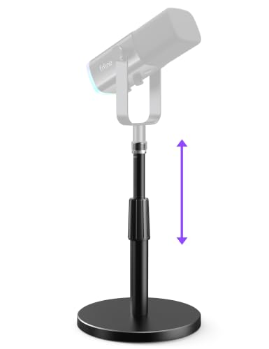 FIFINE Desktop Microphone Stand, Heavy-Duty Metal Adjustable Table Mic Stand with 5/8" Male to 3/8" Female Screw Adapter, 4 Non-Slip Pads Compatible with Microphones for Recording, Streaming-BS1