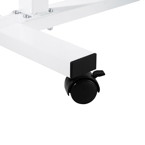 Seville Classics Solid-Top Height Adjustable Mobile Laptop Computer Desk Cart Ergonomic Home Office Stand Rolling Table, Overbed (23.6"), White - color: White, size: Overbed Sit Stand (24")