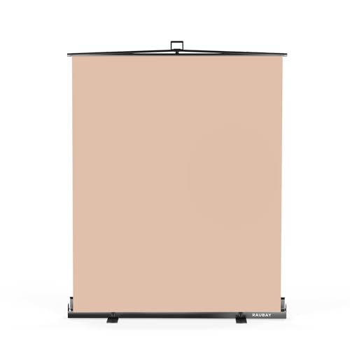 【Easy Set Up】 RAUBAY 59.8 x 82.7in Collapsible Beige Backdrop Screen Portable Retractable Panel Photo Nude Background with Stand for Video Conference, Photographic Studio, Streaming - color: Beige, size: Standard (59.8 x 82.7in)